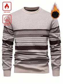 Manfinity Homme Maglione asimmetrico lavorato a maglia con fodera termica, autunno/inverno, da uomo