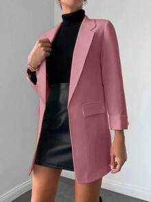Women's Casual Everyday Commute Notched Collar Blazer, Autumn - Rusty Rose - View 3