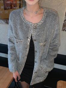 DAZY 女士优雅韩版长袖常规外套，秋冬女式大衣