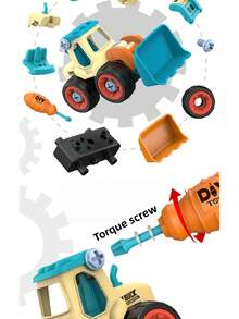 Zazumi 1Set Build Your Own Construction Truck Take Apart Toy With Realistic Slide And Dig Functions Nut Assembly DIY Engineering Set Learning Educational Gift For Kids Birthday Christmas Gift Ideas - Multicolor - View 9