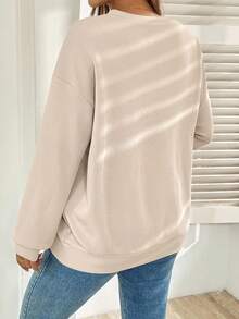 SHEIN Maternity Casual Letter Embroidery Fleece Sweatshirt, Autumn/Winter Sweatshirt For Women Embroidered Sweatshirt Mama Sweatshirt Oversized Sweatshirt Woman Women Sweatshirt