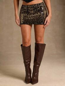 Glamine Women's Elegant Sequin Embellished Skirt, Versatile For Party And Everyday Wear, Autumn/Winter - Multicolor - View 1