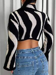 Sirith Women's Colorblock Elegant Knit Short Sweater, Autumn/Winter