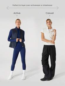 GLOWMODE Thin Polar Fleece Soft Warm Stretchy Slim Fit Vest With Side Pockets Daily Casual Autumn Winter - White - View 2