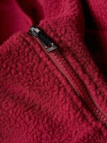 Manfinity EMRG Men's Contrast Color Patchwork Zip-Up Hooded Long Sleeve Jacket, Autumn/Winter Y2k Zip Up Street Wear Jacket - Red - View 7