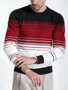 Manfinity CityGents Men's Casual Crew Neck Long Sleeve Pullover Sweater , Fall/Winter - White - View 4