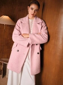 MOTF PREMIUM WOOL DOUBLE BREASTED OVERCOAT - Pink - View 6