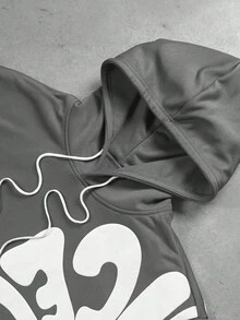 PAVTROS Men Letter Print Hoodie And Sweatpants Set Men Two Piece Set Men 2 Piece Set, Fall Clothes - Grey - View 5