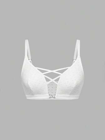 Gothic Style Comfortable Textured Criss-Cross Triangle Cup Bralette
