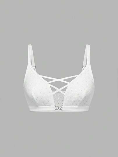 Gothic Style Comfortable Textured Criss-Cross Triangle Cup Bralette