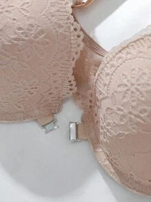 Snug Zone 3pcs Sexy & Elegant Solid Color Lace Front Closure Bras For Women - Multicolor - View 3