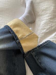 DAZY Vintage Loose Street-Style Washed Distressed Wide-Leg Women Jeans