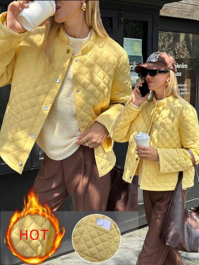 Elyressa New Casual French Style Stand Collar Fashionable Padded Coat For Women