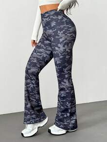 DAZY 女士户外迷彩喇叭裤、运动长裤 - 軍綠色 - 查看 1