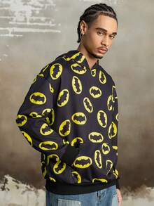 BATMAN X SHEIN 男式全印花长袖连帽卫衣