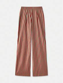 lacRébo Vintage Striped Velvet High-Waist Pants With Flared Hem Spring Women Spring Spring Women Spring Summer New Year Going Out Party - Multicolor - View 7