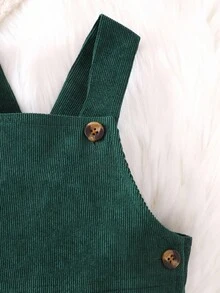 Souflis Souflis 2 件套幼儿男童圣诞格子纽扣前衬衫和可调节灯芯绒背带裤，适合通勤、上学、度假、运动、秋季、6 个月 - 3 岁、儿童服装、婴儿服装、幼儿 T 恤、幼儿背带裤 - 墨綠色 - 查看 12