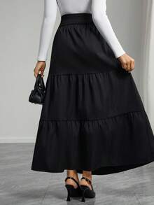 Momance 纯色百褶孕妇裙 - 黑色 - 查看 5