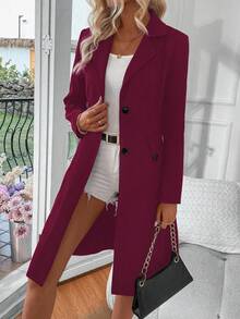 EMERY ROSE 女士时尚翻领单排扣西装外套 - 紅色 - 查看 5
