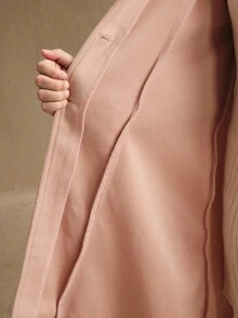Girls' Solid Color Mid-Length Overcoat With Fur Collar, Single-Breasted, Contrast Color Cuffs, Elegant And Charming, Autumn/Winter - Multicolor - View 6