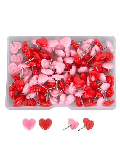 50 Heart-Shaped Thumbtacks For School Offices, Cute Decorative Thumbtacks For Cork Bulletin Board Picture Hanging