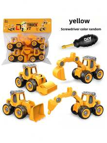 Zazumi 1Set Build Your Own Construction Truck Take Apart Toy With Realistic Slide And Dig Functions Nut Assembly DIY Engineering Set Learning Educational Gift For Kids Birthday Christmas Gift Ideas - Multicolor - View 6