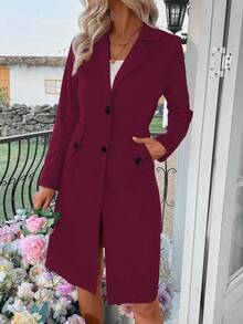 EMERY ROSE 女士时尚翻领单排扣西装外套 - 紅色 - 查看 3