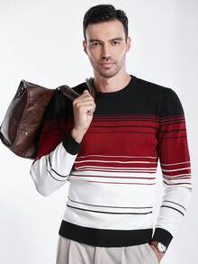 Manfinity CityGents Men's Casual Crew Neck Long Sleeve Pullover Sweater , Fall/Winter - White - View 1