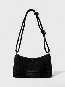 SHEIN BAE Túi Hobo màu đen nhẹ, giản dị dành cho doanh nhân Trang trí có dây kéo dành cho nữ tuổi teen Sinh viên đại học, tân binh và nhân viên cổ trắng Hoàn hảo cho văn phòng, đại học, công việc, kinh doanh, đi làm, ngoài trời, du lịch, đi chơi - màu đen - Xem 2