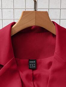 Franclia 女式卡其色修身西装外套，高端通勤都市套装，秋冬 - 紅色 - 查看 6