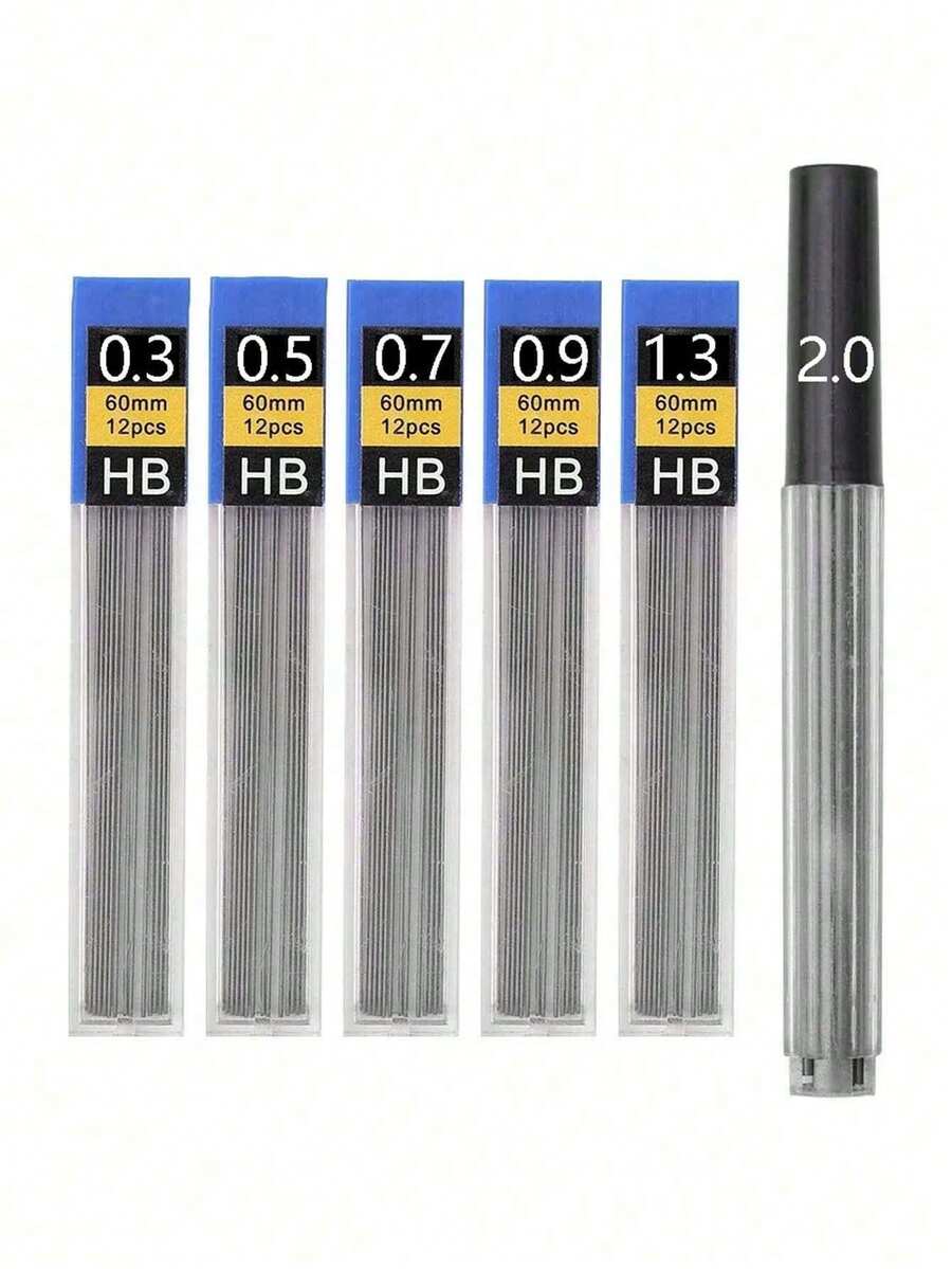 1 Box Of 0.3/0.5/0.7/0.9/1.3/2.0mm Drawing Automatic Pencil Lead Refills, HB Resin Mechanical Pencil Refill Leads, Metal Pencil Lead Refills, 0.5/0.7/0.9/1.3/2.0mm Mechanical Pencil Leads For Engineering, Drafting, Drawing