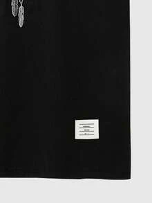 Manfinity Homme 男士休闲图案圆领短袖T恤 - 黑色 - 查看 3