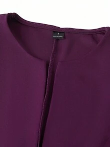 Gownix 2 件套女士优雅花卉印花紧身连衣裙和粉色中袖针织开衫，适合约会、通勤和日常穿着 - 紫色 - 查看 5