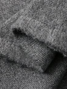 DAZY 女士纯色松紧腰休闲针织裙，秋冬 - 灰色 - 查看 7