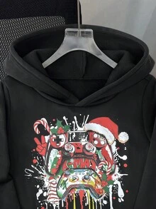 SHEIN 1件青少年男童休闲百搭舒适纯色半拉链口袋卫衣，适合派对礼品、返校季、秋冬季穿着。 - 彩色 - 查看 4