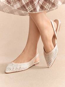 Rosivie 女士时尚黑色面料尖头平底鞋 - 杏色 - 查看 3