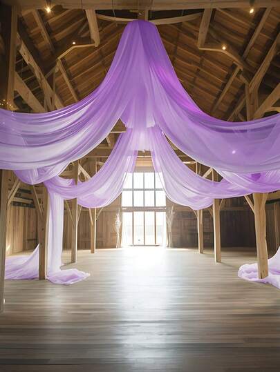 1pc Light Purple Sheer Drape Fabric, Long Solid Color Voile Curtain Multipurpose Party Backdrop Veil For Wedding Arch, Home Decoration Wedding Arch Curtain Fabric Background Cloth, Baby Shower Decoration Violet Arch Fabric, Home Decors, Birthday Wedding Party