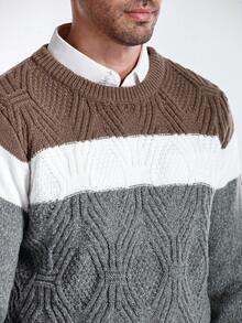 Manfinity CityGents Maglione casual da uomo con blocchi di colore e patchwork, autunno/inverno