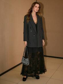 MOTF PREMIUM WOOL STRUCTURED SEQUIN DETAIL BLAZER - Dark Grey - View 7