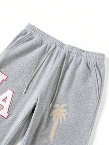 Manfinity Roghcode Casual Loose Street Style Drawstring Men Sweatpants - Light Grey - View 5