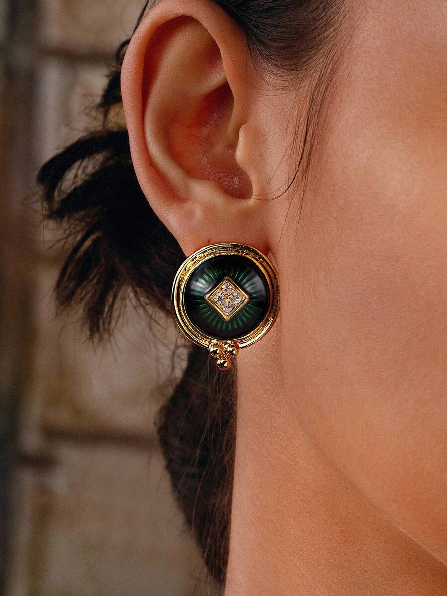 Glisma Hoa tai tráng men xanh cổ điển mạ vàng 18K - Vàng - Xem 1