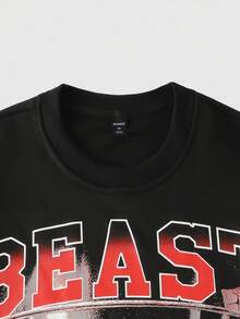 ROMWE MEN Street Life Men's Printed Pullover Sweatshirt, Retro Street Style, Long Sleeve Top - Black - View 3