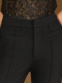 MOTF PREMIUM SOLID SEAM FRONT STRAIGHT LEG PANTS - Black - View 2