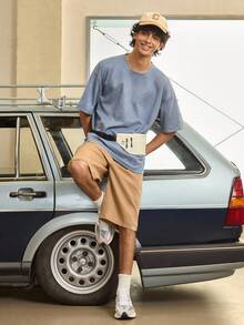 Open Phase STONE DISTRICT Men's Casual Letter Print Round Neck Short Sleeve T-Shirt, Daily Wear, Spring/Summer - Baby Blue - View 8