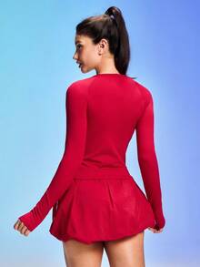 Core Rhythm Women's Seamless Letter Print Fitted Athletic Long Sleeve T-Shirt