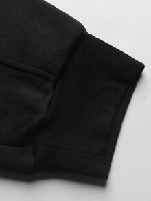 Manfinity Homme 男式 A114 黑色连帽长袖抽绳口袋运动衫休闲套装 - 黑色 - 查看 6