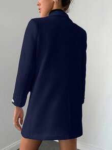 EURMUSE Áo khoác blazer cổ bẻ thường ngày dành cho nữ, mùa thu - Màu xanh hải quân - Xem 2
