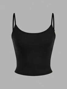 SHEIN EZwear 4 件套女式紧身短款休闲背心，颜色有黑色、棕色、花灰色、白色 - 彩色 - 查看 7