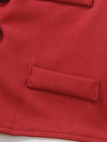 SHEIN Baby Boy Formal Solid Color Shawl Neck Vest And Pants Suit For Party/Performance, Excluding Shirt - Red - View 6