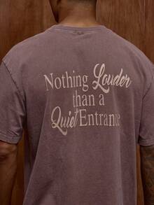 Musero Oversized Short Sleeve Crew Neck Washed Graphic Print T-Shirt Fall/Autumn Winter - Coffee Brown - View 6